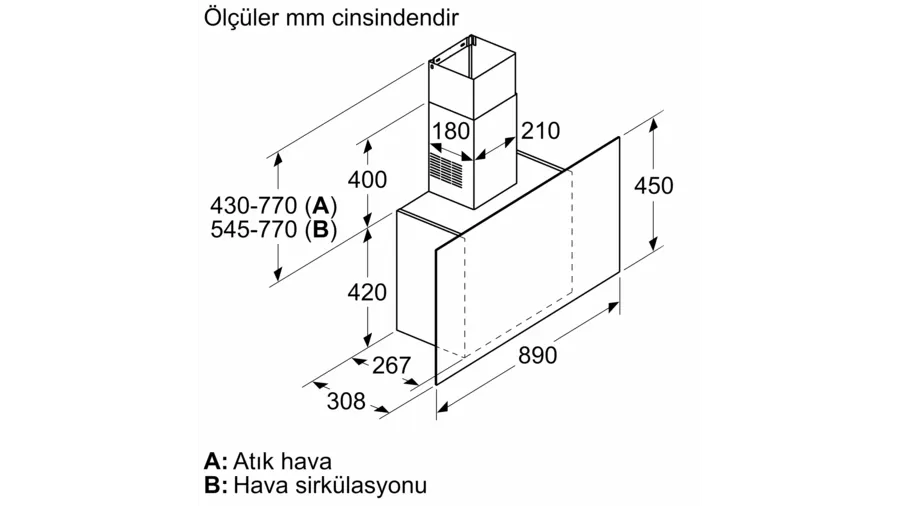 Siemens Duvar Tipi Davlumbaz 90 cm Siyah Cam