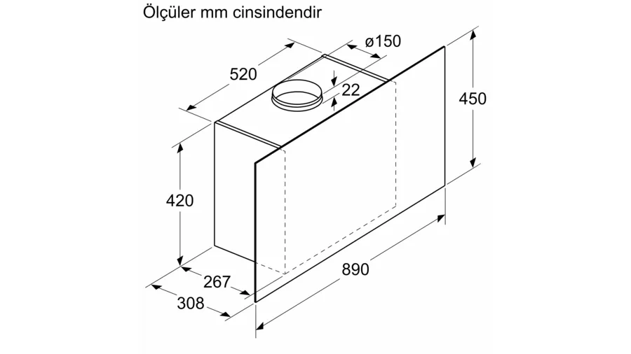 Siemens Duvar Tipi Davlumbaz 90 cm Siyah Cam