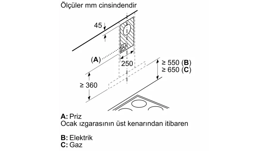 Siemens Siyah Duvar Tipi Davlumbaz