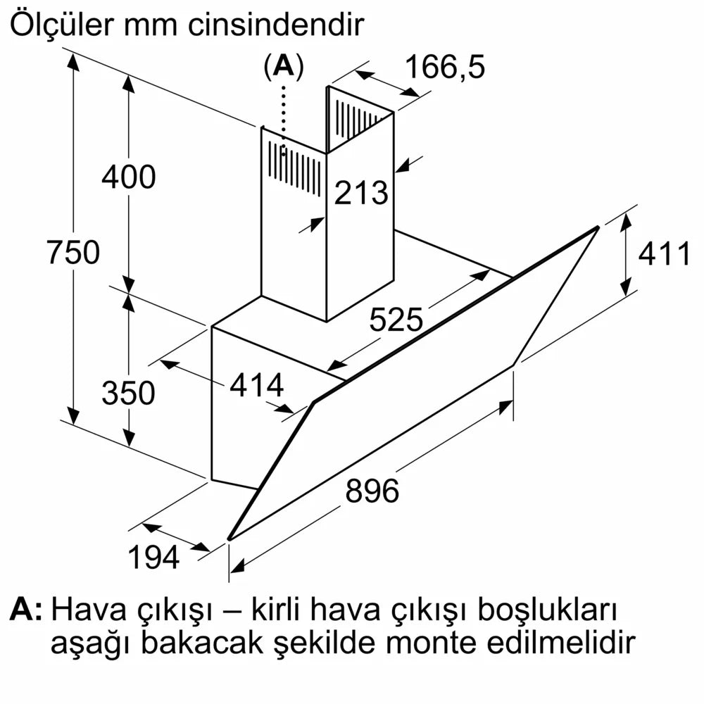 Siemens iQ500 Siyah Duvar Tipi Ankastre Davlumbaz