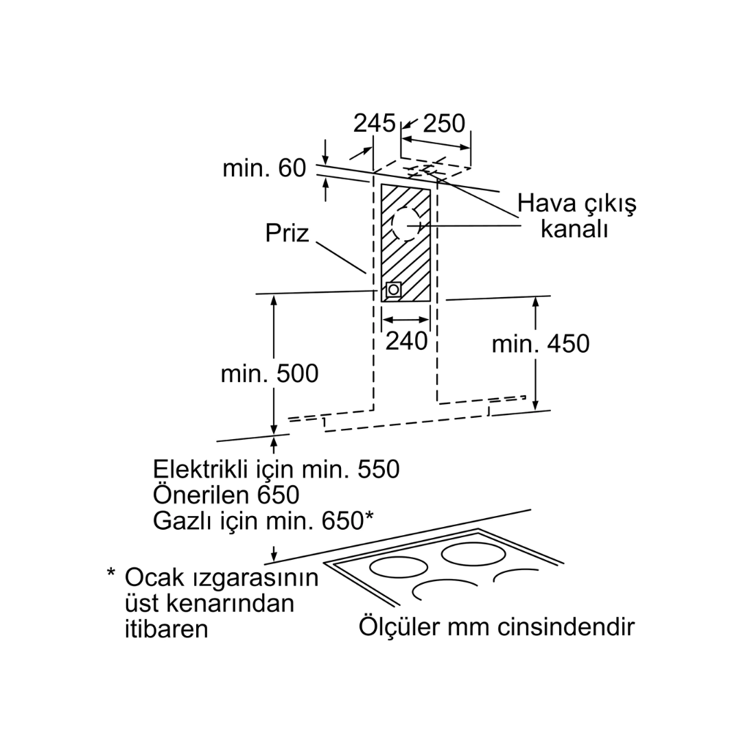 Siemens  Q500 Duvar Tipi 60 cm Gri Davlumbaz