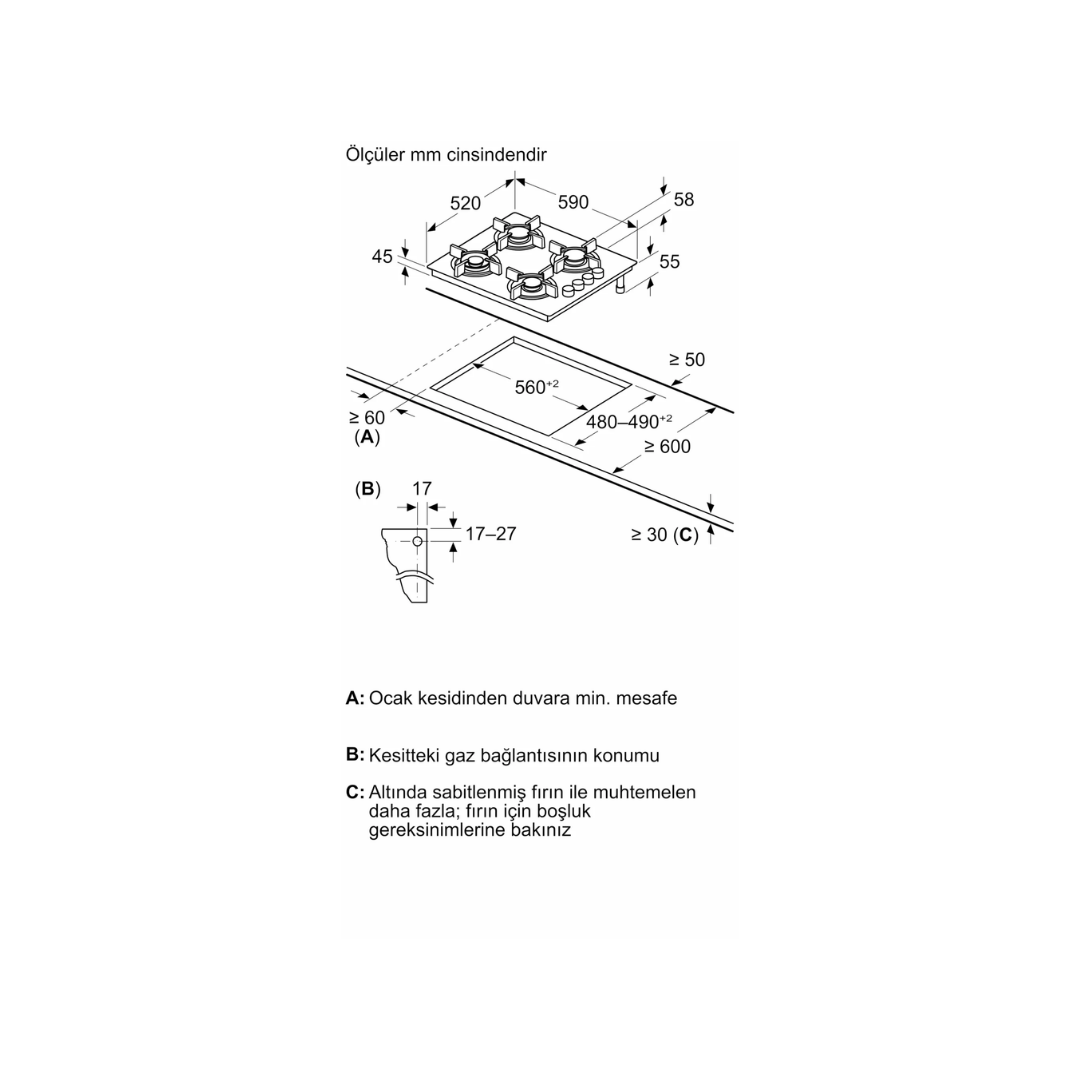 Siemens 60cm Sert Cam Ocak