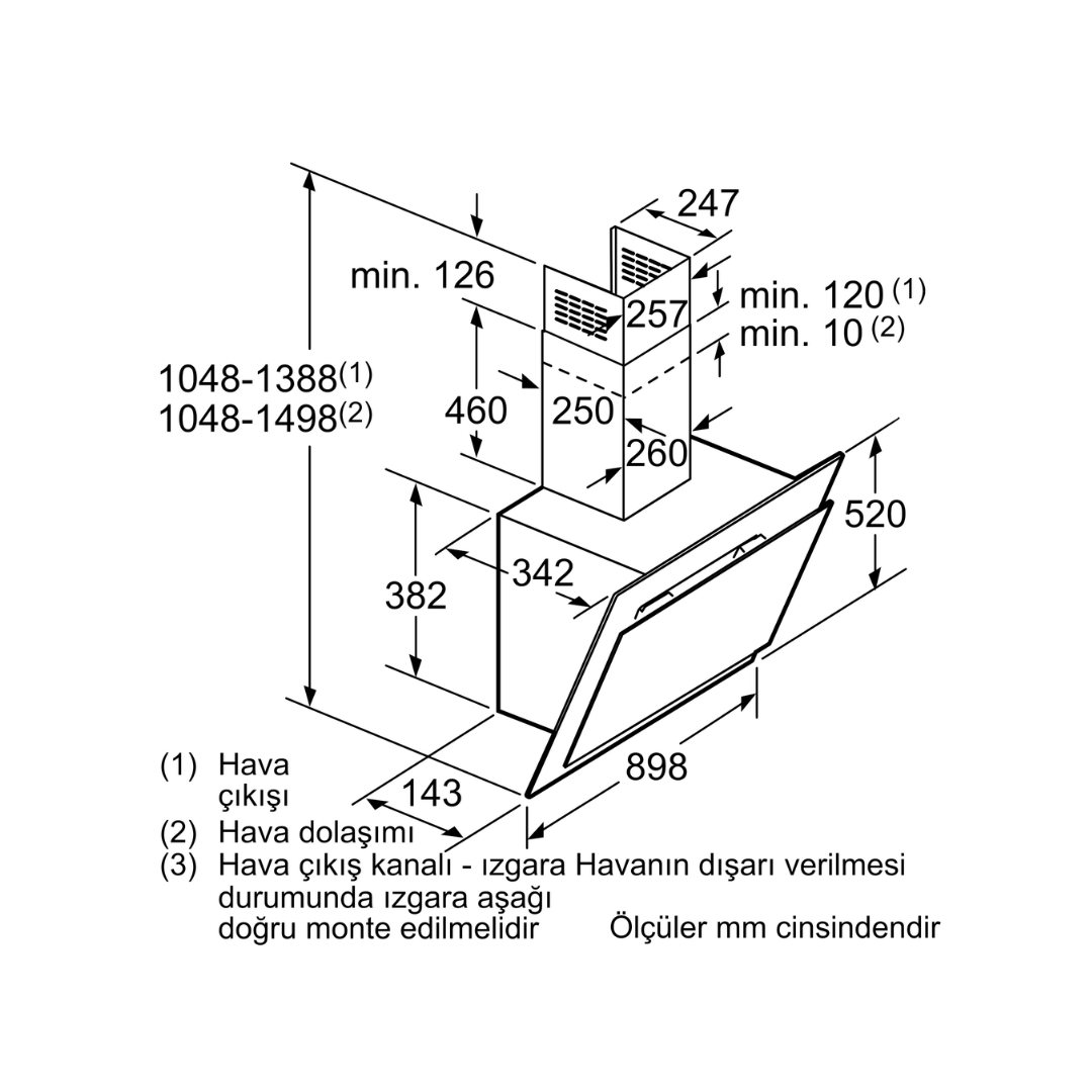 Siemens 90cm Duvar Tipi Davlumbaz