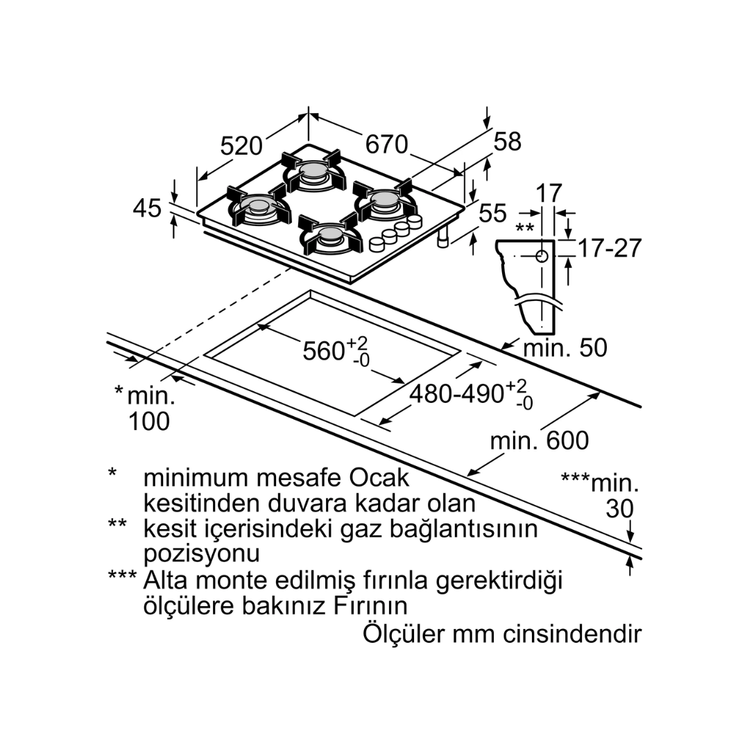 Siemens 67cm Sert Cam Siyah Ocak