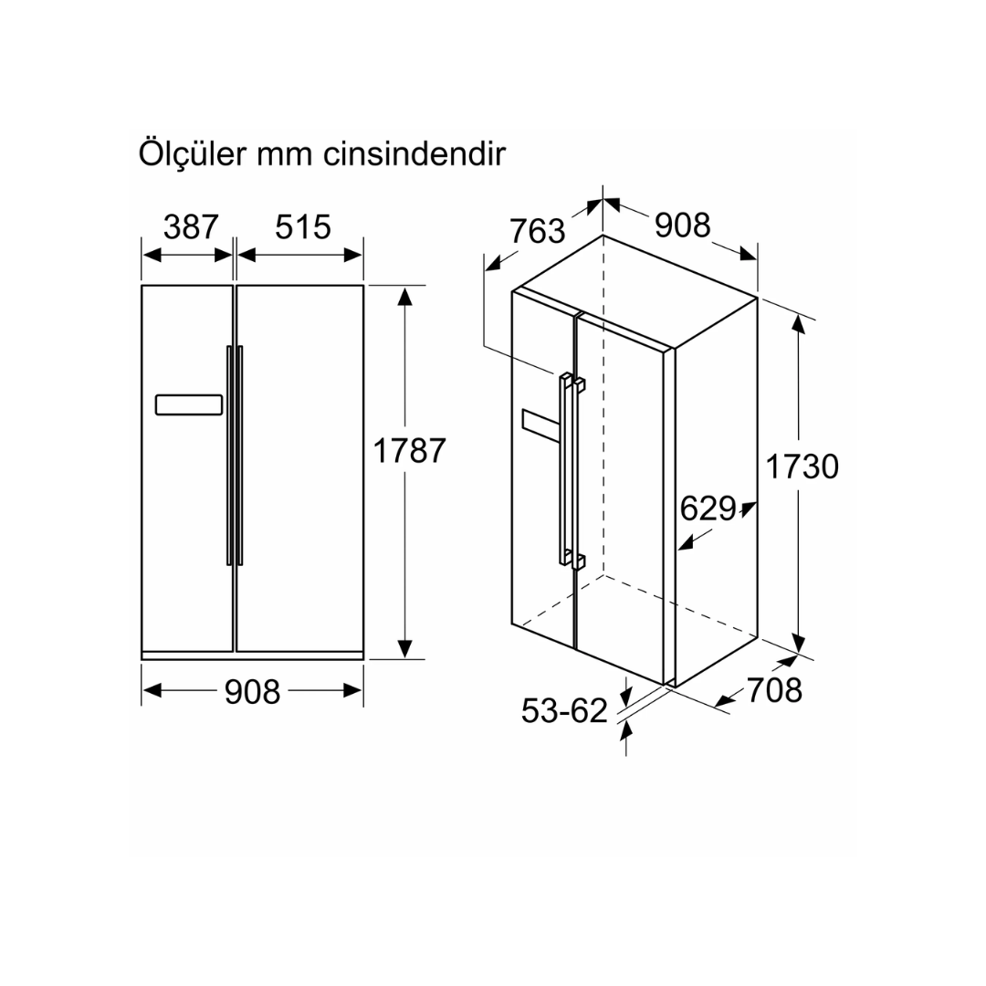 Siemens Gardırop Tipi buzdolabı Inox