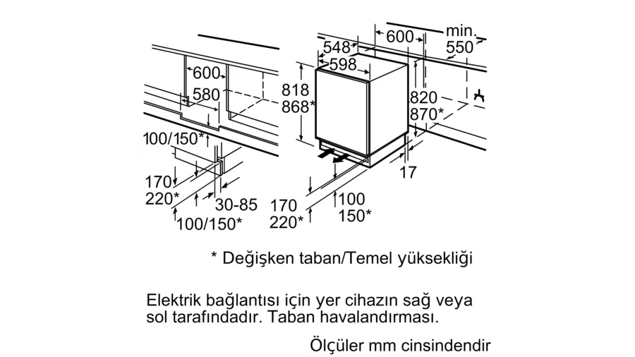 Siemens Tezgah Altı Ankastre Buzdolabı