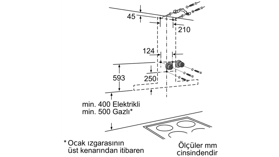 Siemens Paslanmaz Çelik Duvar Tipi Davlumbaz