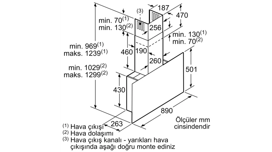 Siemens Siyah Duvar Tipi Davlumbaz