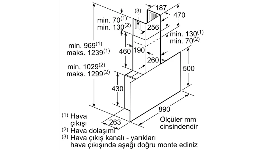 Siemens Siyah Duvar Tipi Davlumbaz