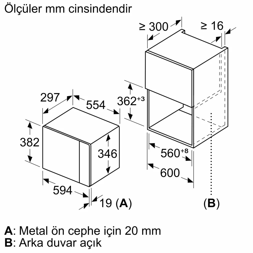 Siemens  20 lt Siyah Ankastre Mikrodalga Fırın