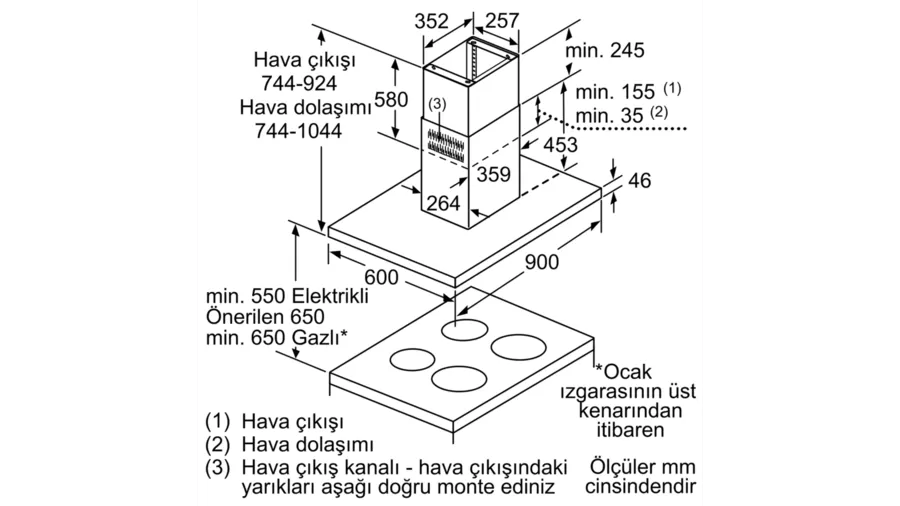 Siemens Inox Ada Tipi Davlumbaz