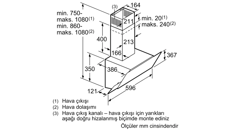 Siemens Siyah Duvar Tipi Davlumbaz